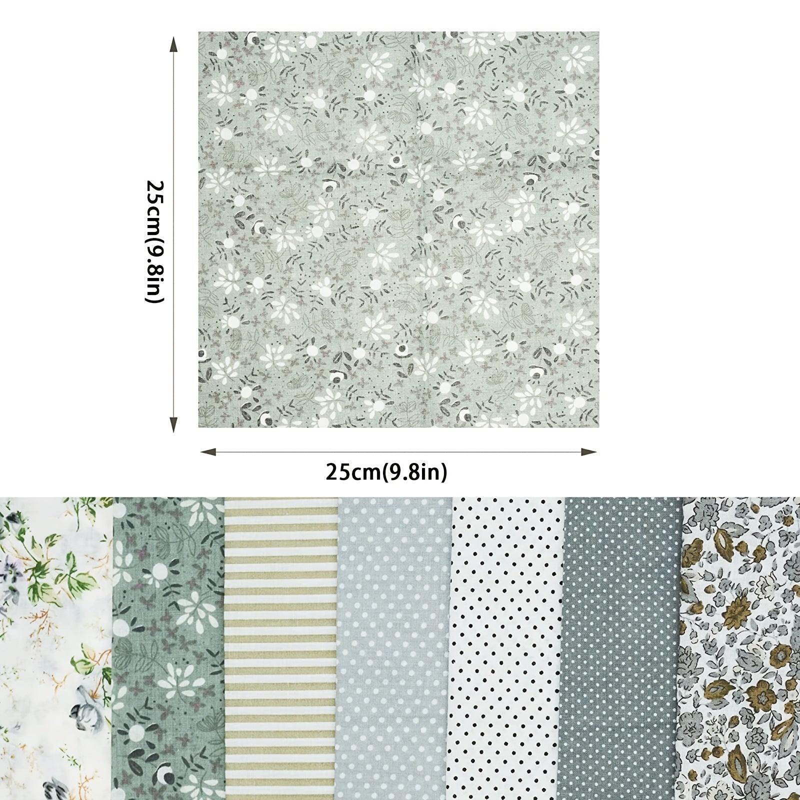 7pcs 24 89 24 Gray Fabric Square Printing Process Quilted Fabric