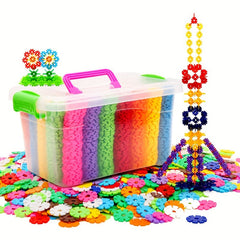 Colorful Plastic Building Blocks Set with Digital Letters Snowflakes
