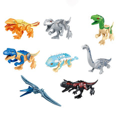 8pcs Dinosaur Building Blocks Set Tyrannosaurus Rex & Triceratops Models