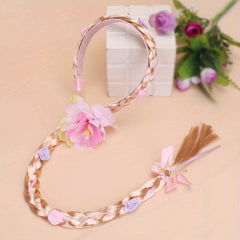 Princess Style Long Wig Hair with Flower Decor for Girls