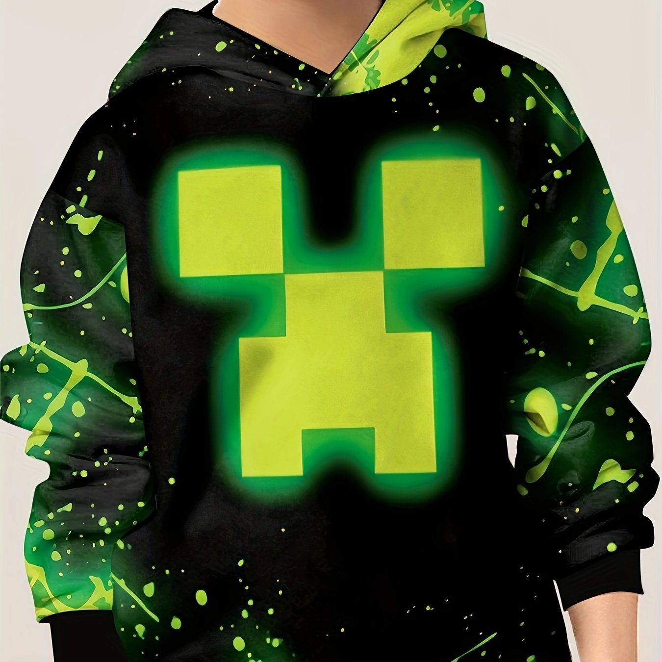 Cartoon Face 3D Print Kid's Hoodie Unisex Pullover