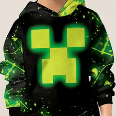 Cartoon Face 3D Print Kid's Hoodie Unisex Pullover