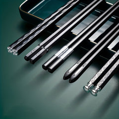 5 Pairs Alloy Chopsticks Reusable Non-slip Durable Kitchen Household Chopsticks