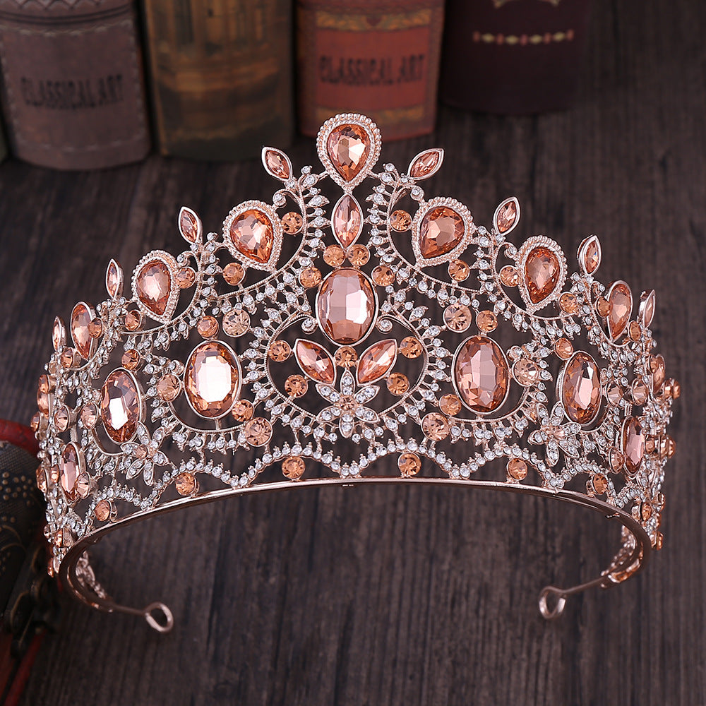 Baroque Large Tiara Leaf Decor Crown Hair Accessories