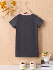 Toddler Girls Leopard Print Round Neck Dress For Party
