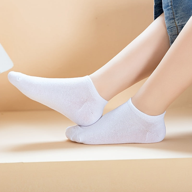 5 Pairs Boy's Solid Liner Anklets Socks Cotton Blend Non Slip Socks