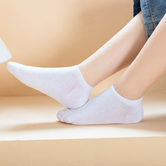 5 Pairs Boy's Solid Liner Anklets Socks Cotton Blend Non Slip Socks
