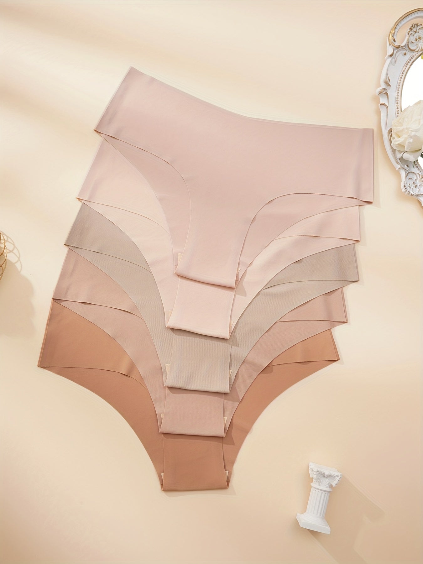 5pcs Solid Hipster Panties Seamless Skin-friendly Intimates Women's Lingerie