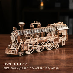 3D Wooden Train Model Puzzle DIY Handcrafted Building Block Kit