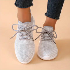 Women's Knitted Sports Shoes Lace Up Running Trainers Lightweight Sneakers