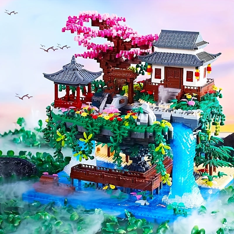 3500pcs Peach Blossom Pond Building Set ABS Locking Bricks