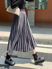 High Waist Pleated Skirt Casual Women's Clothing