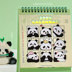 Cartoon Panda Desk Calendar Portable Planner Coil Desktop Monthly Calendar