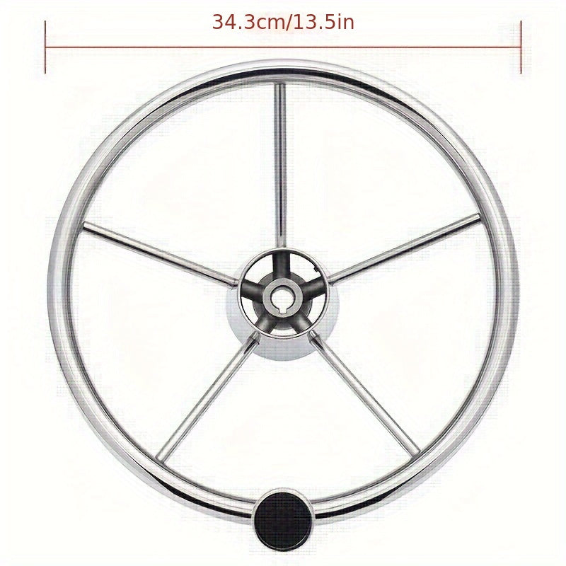 Stainless Steel Boat Steering Wheel 13 1/2in with Knob Grip