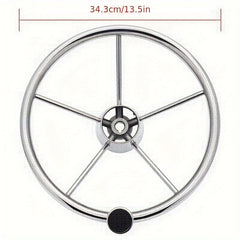 Stainless Steel Boat Steering Wheel 13 1/2in with Knob Grip