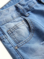 Men's Ripped Washed Jeans Streetwear Denim Pants