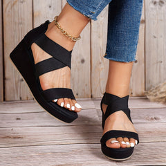 Women's Platform Wedge Sandals Cross Strap Non Slip Sandals