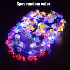 LED Flower Crown Headdress Wreath Headband for Women