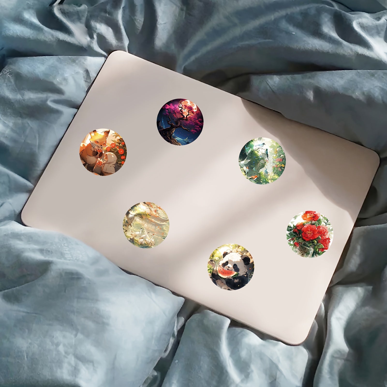 50pcs Glass World Hand-painted Landscape Stickers Journal Skateboard Decoration