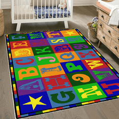 Kids Rug Numbers And Letters Area Rug for Playroom & Nursery
