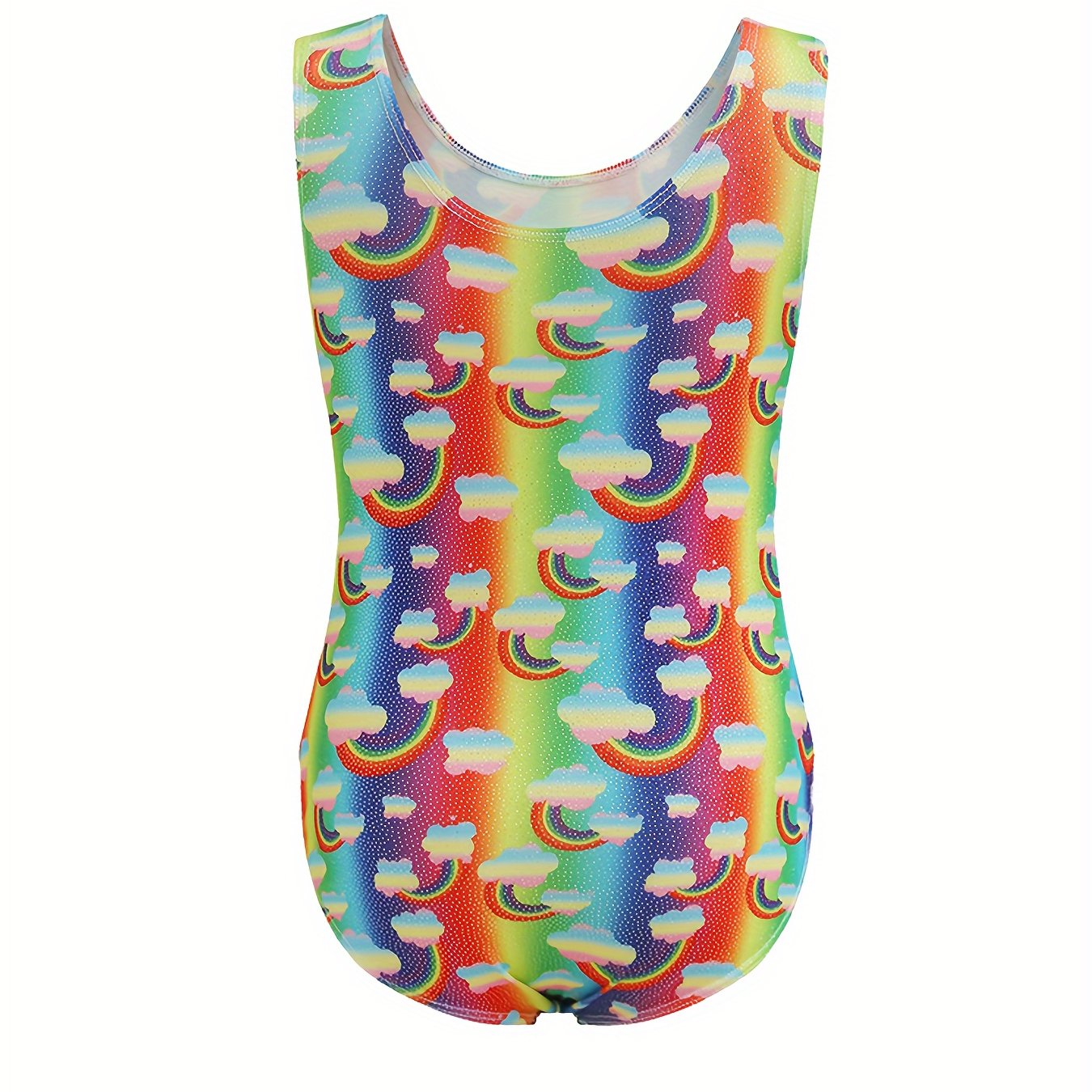 Rainbow Pattern Gymnastics Outfits Girls Stretchy Dance Suit
