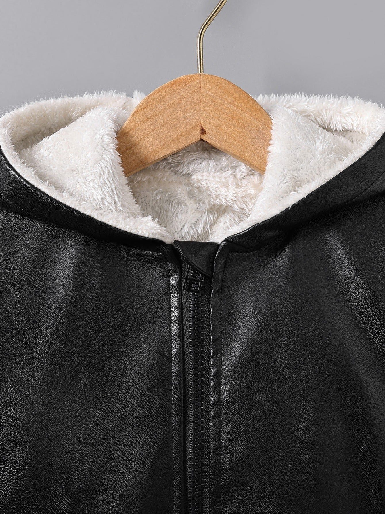 Baby Boys PU Leather Fleece-Lined Jacket