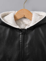 Baby Boys PU Leather Fleece-Lined Jacket