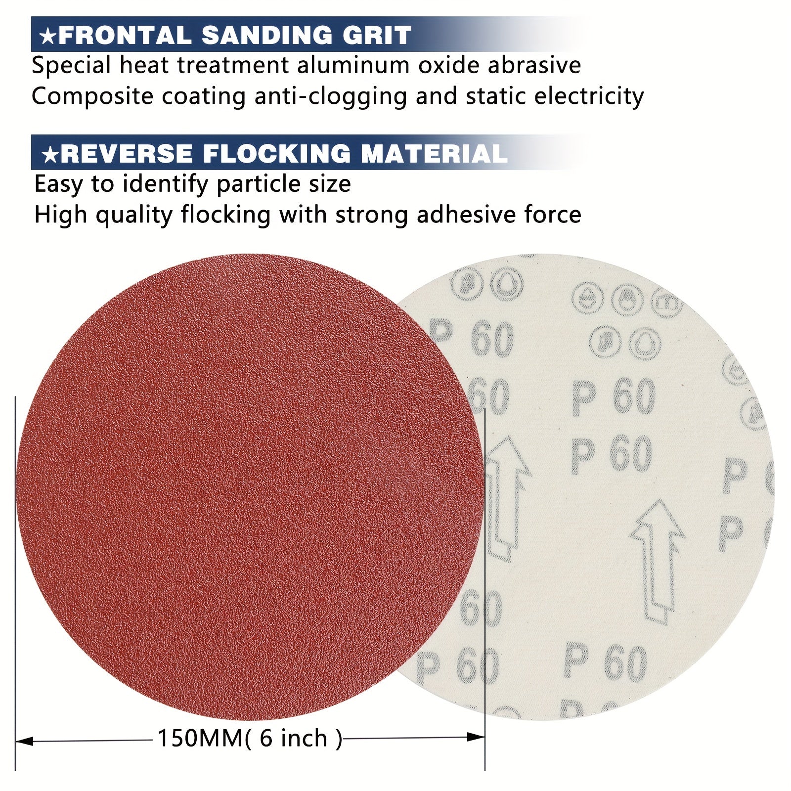 50pcs 15-24cm Hook and Loop Sanding Discs in 40-240 Grits Sandpaper for Sanders