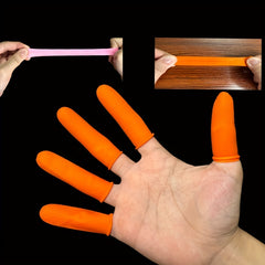 100pcs Latex Finger Cots Non-slip Protective Orange Disposable Thickened