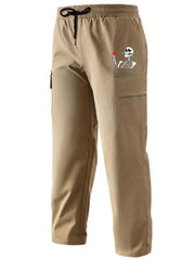 Skeleton Print Cargo Pants Men's Casual Straight Leg Drawstring Cargo Pants
