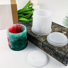 Concrete Candle Jar Silicone Mold With Lid DIY Christmas Silicone Mould