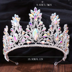 3pcs Bridal Crown Necklace Earrings Set Rhinestone Crystal Queen Crown Jewelry