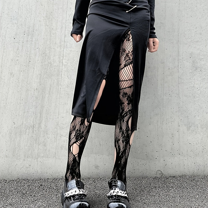 High Waist Jacquard Fishnet Tights Women's Stockings