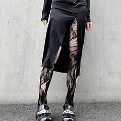 High Waist Jacquard Fishnet Tights Women's Stockings