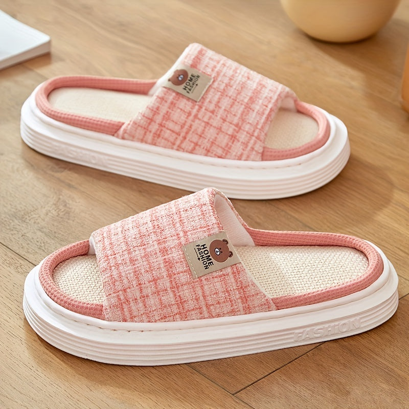 Women's Linen Slippers Platform Slide Sandals