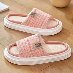 Women's Linen Slippers Platform Slide Sandals