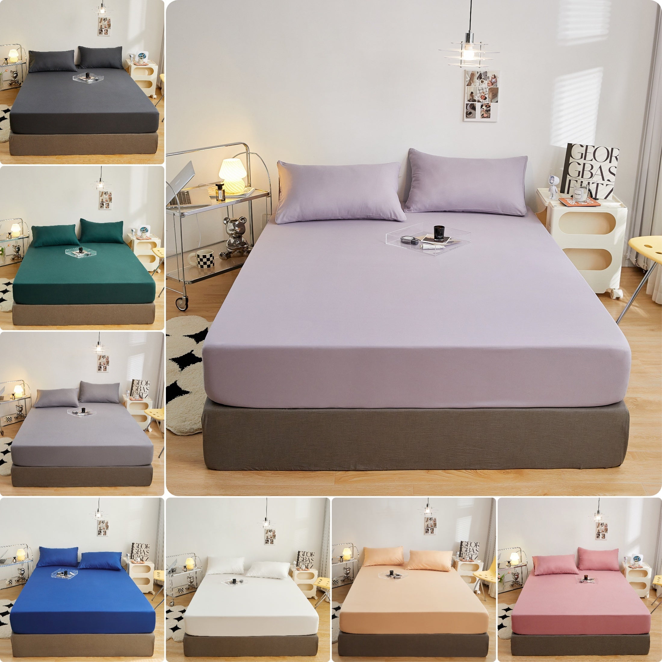 Polyester Brushed Fitted Sheet Soft Comfortable Solid Bedding Mattress Protector