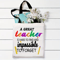 Stylish Letters Print Canvas Bag Lightweight Shoulder Bag For Teacher's