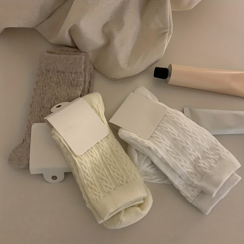 5 Pairs Twist Textured Socks Women's Stockings
