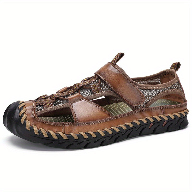 Men's Mesh Closed Toe Hook & Loop Sandals Beach Shoes Summer