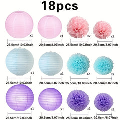 18pcs Party Decoration Paper Flower Balls and Lantern Set