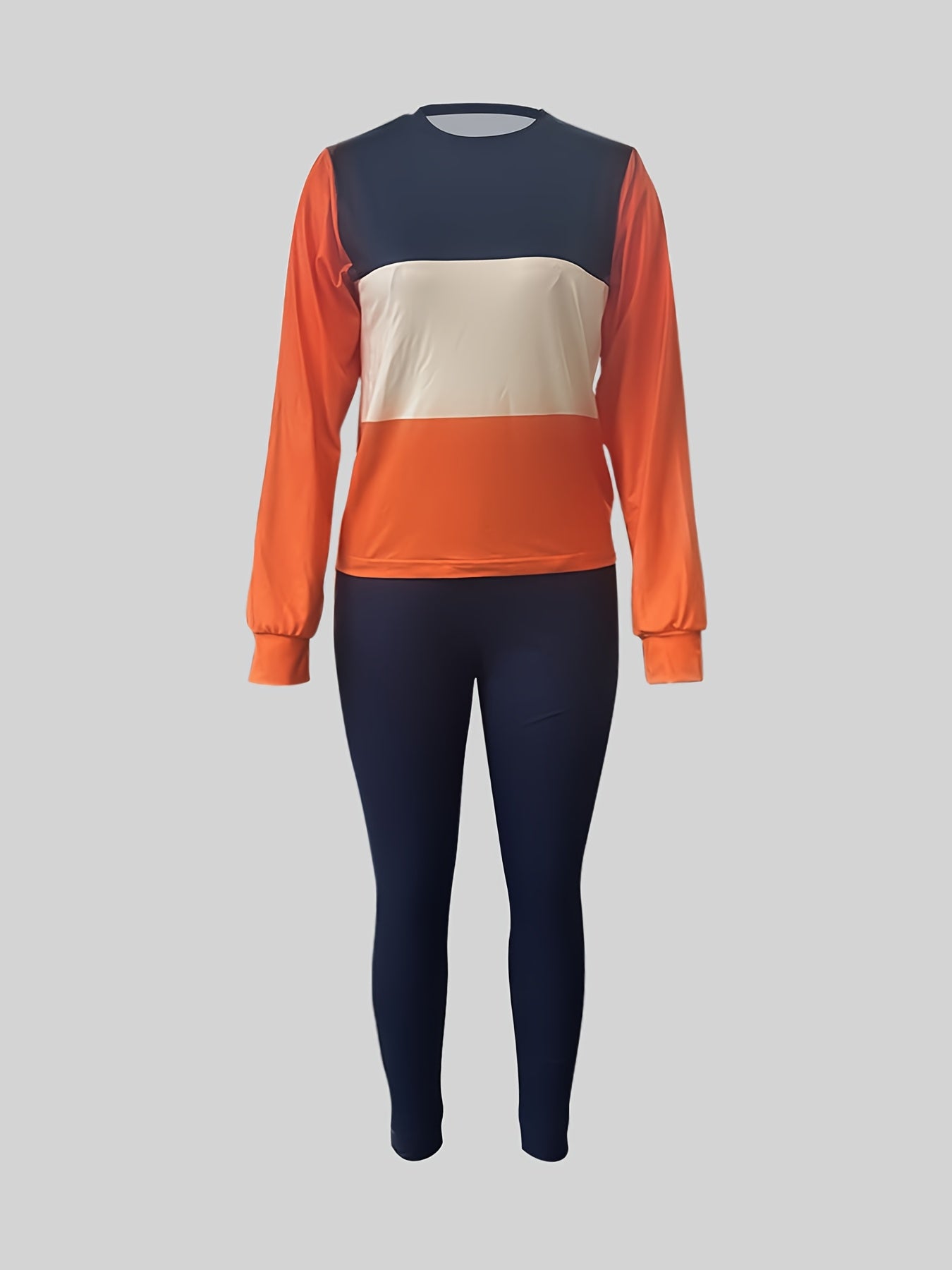 Casual Two piece Set Block Long Sleeve T shirt & Skinny Pants