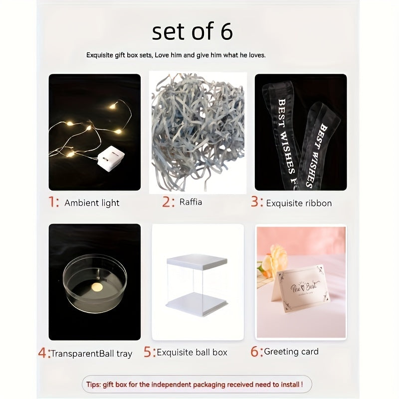 Transparent Large Gift Wrapping Box w/ Lights for Celebration