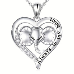 Girl's Elephant Pendant Necklace Heart Shaped Animal Necklace