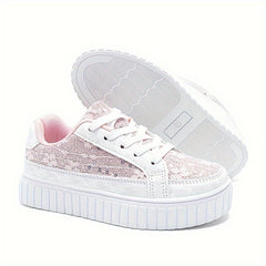 Girl's Low Top Skate Shoes Comfy Non Slip Lace Up Sneakers For Kids