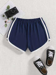 Girls' Basic Shorts Contrast Binding Comfortable And Breathable