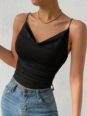 Sexy Solid Cami Top Slim Fit Spaghetti Strap Sleeveless Top