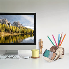 Elephant Pen Holder with Phone Holder and Desktop Storage