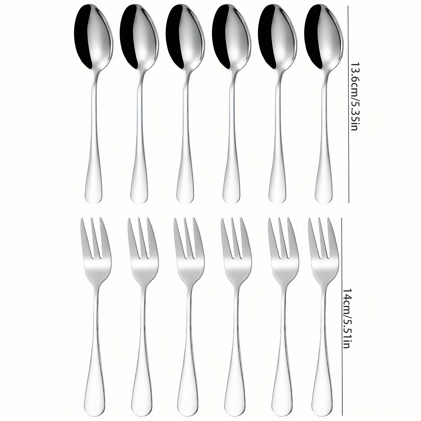 12PCS Small Appetizer Forks & Demitasse Spoons Stainless Steel Set