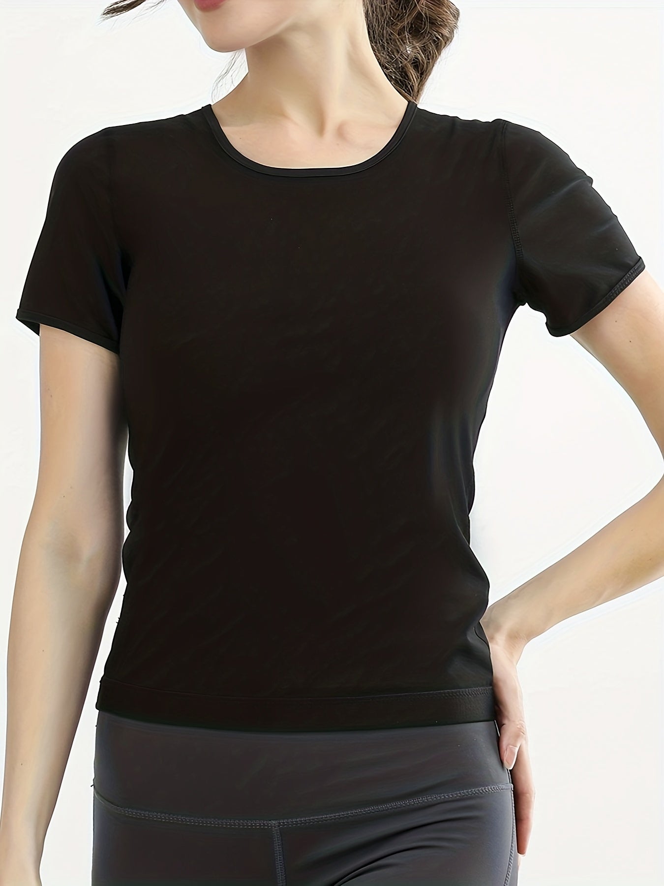 Slimming Sweat Top Short Sleeve Crew Neck Women's Shapewear